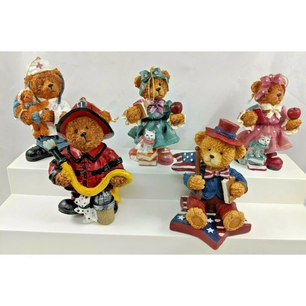 Dandee‎ Teddy Bear Hanging Ornament Figures 4 to 5 Inch Lot of 5